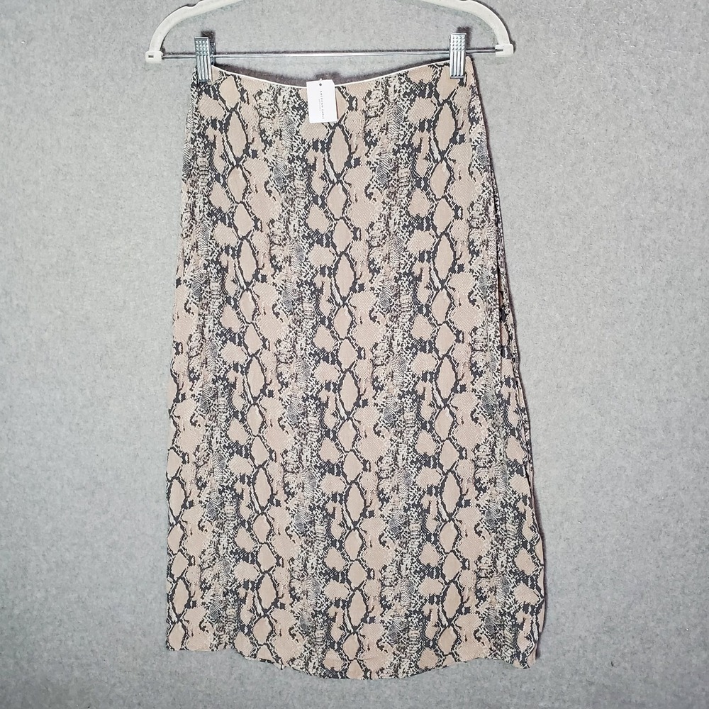 American Eagle Women Skirt Small‎ Beige Snake Print Maxi A-Line Casual NWT